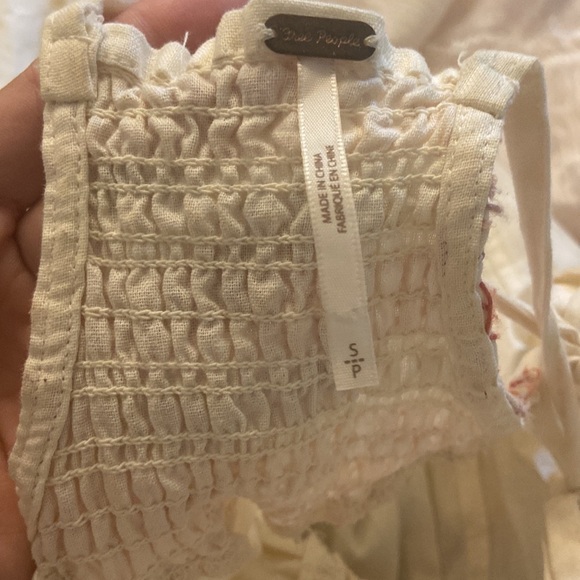 FREE PEOPLE | Another Love Smocked Midi Dress Sz S Linen Cotton Blend - Picture 7 of 8